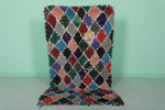 Moroccan Berber Rug 3 X 5.9 Feet - Vibrant Multicolor Diamond Shaggy Handmade Carpet