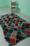 Moroccan Berber Rug 3 X 5.9 Feet - Vibrant Multicolor Diamond Shaggy Handmade Carpet