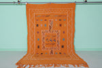 Orange Moroccan Handwoven Kilim 5 FT x 7.6 FT – Vibrant Traditional Wool Rug