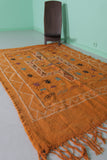 Orange Moroccan Handwoven Kilim 5 FT x 7.6 FT – Vibrant Traditional Wool Rug
