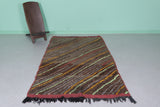 Vintage Handmade Moroccan Berber Azilal Rug – 4.1 x 7.1 ft | Earth-Toned Striped Carpet