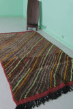 Vintage Handmade Moroccan Berber Azilal Rug – 4.1 x 7.1 ft | Earth-Toned Striped Carpet