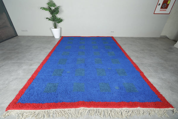 Blue & red handmade beni ourain rug - Custom size