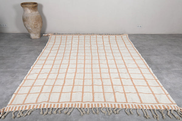 Flatwoven yellow checkered custom white rug