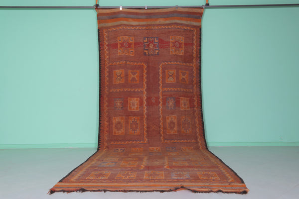 Vintage Moroccan berber runner rug 6.3 x 16.2 ft | Handmade wool carpet