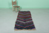 Colorful Moroccan Berber Rug 2.3 X 5.2 Feet - Handmade Zigzag Pattern