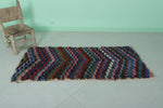 Colorful Moroccan Berber Rug 2.3 X 5.2 Feet - Handmade Zigzag Pattern