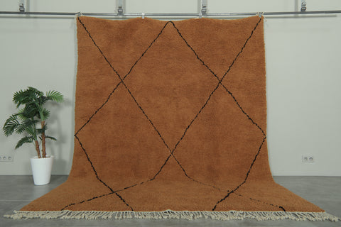 Brown Custom Moroccan Rug with Black Patterns