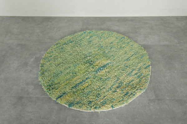 Round Moroccan rug in green & yellow & blue - 3 ft