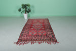 Handmade Moroccan Rug - 3.8 FT X 6.7 FT, Rich Red Geometric Design