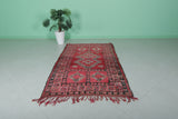 Handmade Moroccan Rug - 3.8 FT X 6.7 FT, Rich Red Geometric Design