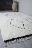 Elegant White Wool Moroccan Rug with Unique Patterns