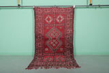 Handmade Moroccan Rug - 3.8 FT X 6.7 FT, Rich Red Geometric Design