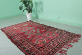 Handmade Moroccan Rug - 3.8 FT X 6.7 FT, Rich Red Geometric Design