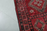 Handmade Moroccan Rug - 3.8 FT X 6.7 FT, Rich Red Geometric Design