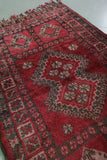 Handmade Moroccan Rug - 3.8 FT X 6.7 FT, Rich Red Geometric Design