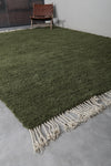 Handmade Custom Green Moroccan Rug – Solid Color Design