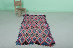 Colorful Moroccan Berber Rug 2.7 X 5.5 Feet - Vibrant Diamond Pattern