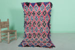 Colorful Moroccan Berber Rug 2.7 X 5.5 Feet - Vibrant Diamond Pattern