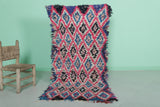 Colorful Moroccan Berber Rug 2.7 X 5.5 Feet - Vibrant Diamond Pattern