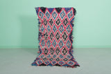 Colorful Moroccan Berber Rug 2.7 X 5.5 Feet - Vibrant Diamond Pattern