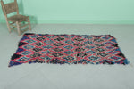 Colorful Moroccan Berber Rug 2.7 X 5.5 Feet - Vibrant Diamond Pattern