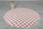 Handmade Pink & White Round Moroccan Rug - Custom Sizes