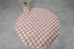 Handmade Pink & White Round Moroccan Rug - Custom Sizes