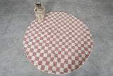 Handmade Pink & White Round Moroccan Rug - Custom Sizes