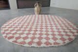 Handmade Pink & White Round Moroccan Rug - Custom Sizes