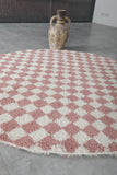 Handmade Pink & White Round Moroccan Rug - Custom Sizes