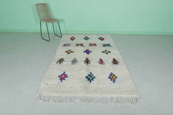 Handmade berber Moroccan rug - 4.4 x 8.1 ft with vibrant geometric patterns
