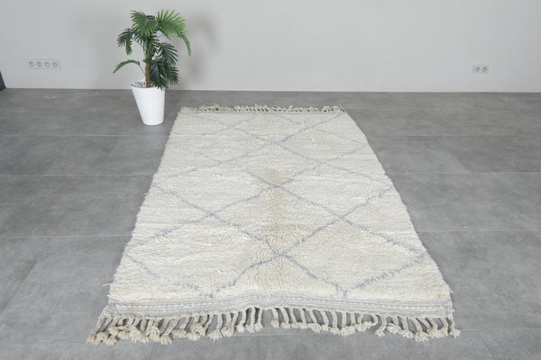Beni Ourain Wool Rug 4.7 FT × 7 FT | Diamond Pattern with Blue Accents
