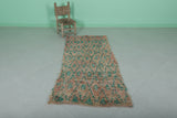 Vintage Handmade Runner Rug – 2.7 x 6.5 FT, Pastel Hues with Diamond Motif