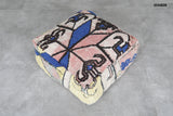 Colorful Kilim Ottoman pouf – Handwoven Geometric Design