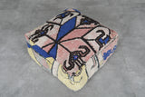 Colorful Kilim Ottoman pouf – Handwoven Geometric Design