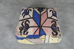 Colorful Kilim Ottoman pouf – Handwoven Geometric Design
