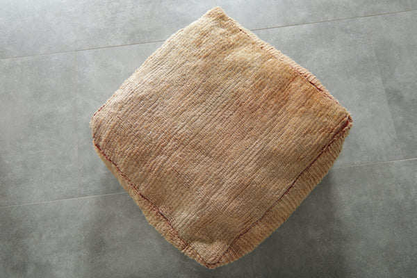 Beige wool ottoman poufs - Handwoven floor cushions