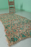 Vintage Handmade Runner Rug – 2.7 x 6.5 FT, Pastel Hues with Diamond Motif