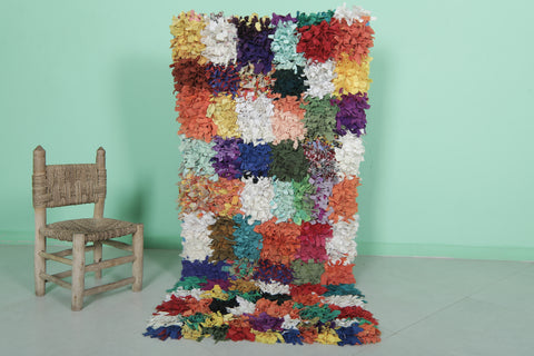 Vibrant Moroccan Berber Rag Rug - 2.7 x 6.2 ft | Multicolored Handmade Shag Carpet