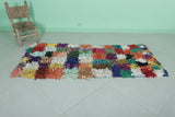 Vibrant Moroccan Berber Rag Rug - 2.7 x 6.2 ft | Multicolored Handmade Shag Carpet