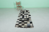 Moroccan Berber Rug 2.1 X 5.9 Feet - Neutral Patchwork Design