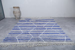 8.4 x 10.2 FT Flatwoven Moroccan Rug – Gray & Blue Geometric Stripes