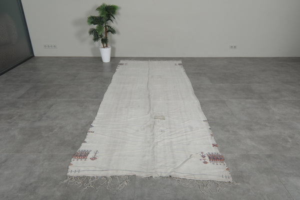 Vintage Moroccan handwoven kilim 4.5 FT x 11.4 FT – Traditional wool rug