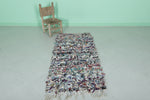 Handmade Moroccan Boucherouite Rug - 2.4 FT X 5.3 FT | Unique Recycled Fabric Shag Rug