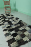 Moroccan Berber Rug 2.1 X 5.9 Feet - Neutral Patchwork Design