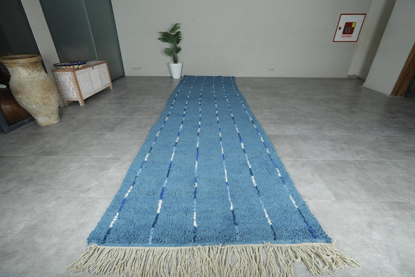 Custom blue Moroccan runner rug - Handmade striped rug