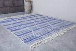 8.4 x 10.2 FT Flatwoven Moroccan Rug – Gray & Blue Geometric Stripes