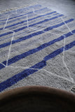 8.4 x 10.2 FT Flatwoven Moroccan Rug – Gray & Blue Geometric Stripes