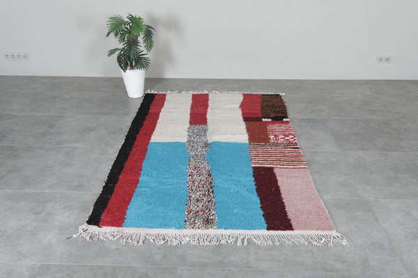 Contemporary Moroccan rug 4.6 x 7.1 ft - Colorful wool carpet